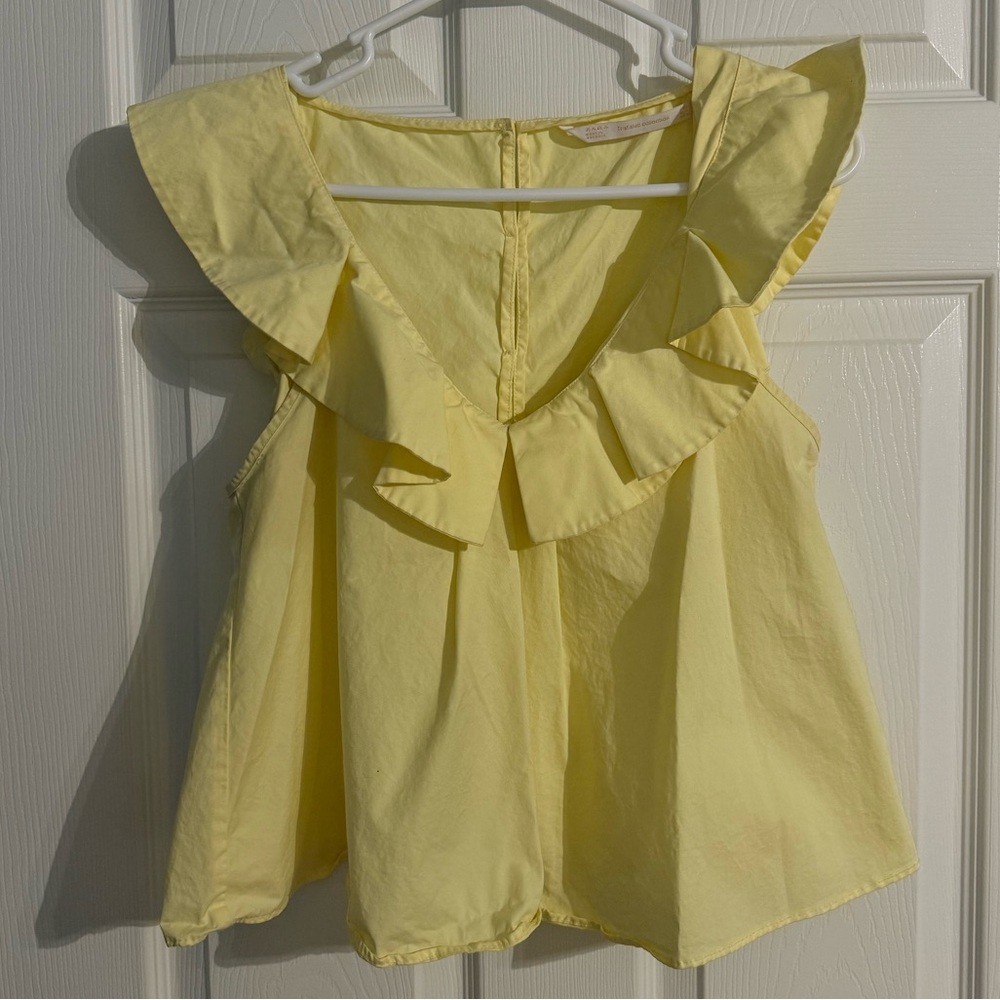 Women’s Yellow Ruffle V-Neck Top